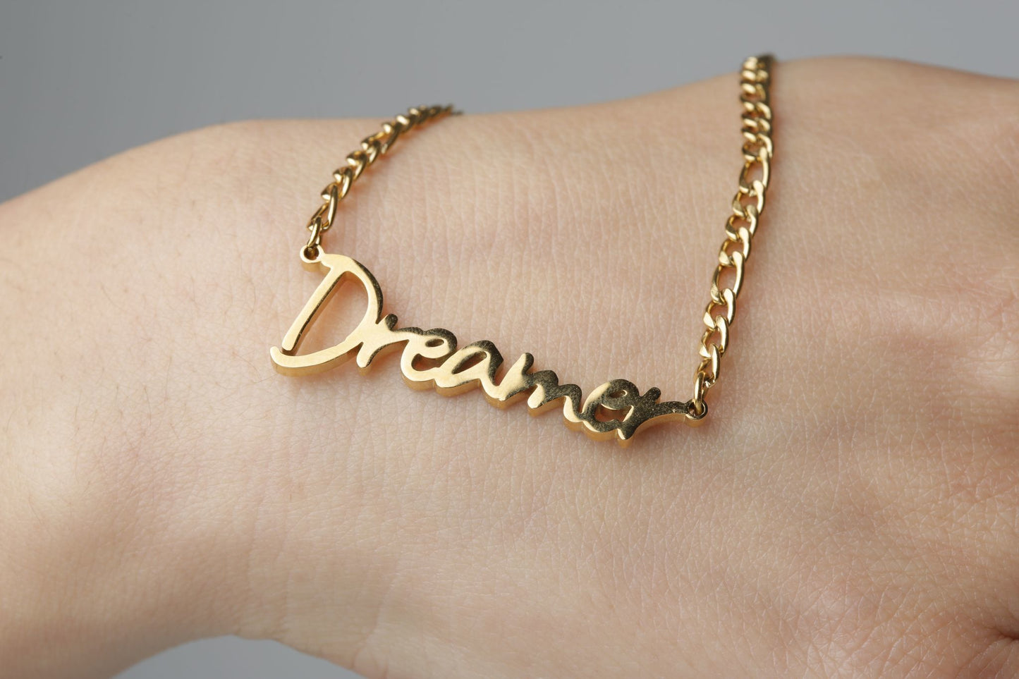 Gold Plated Bold Dreamer Necklace Thick Chain Style