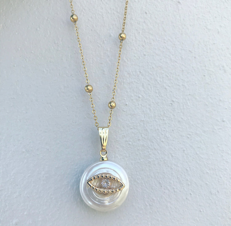 White Sphere Eye Necklace
