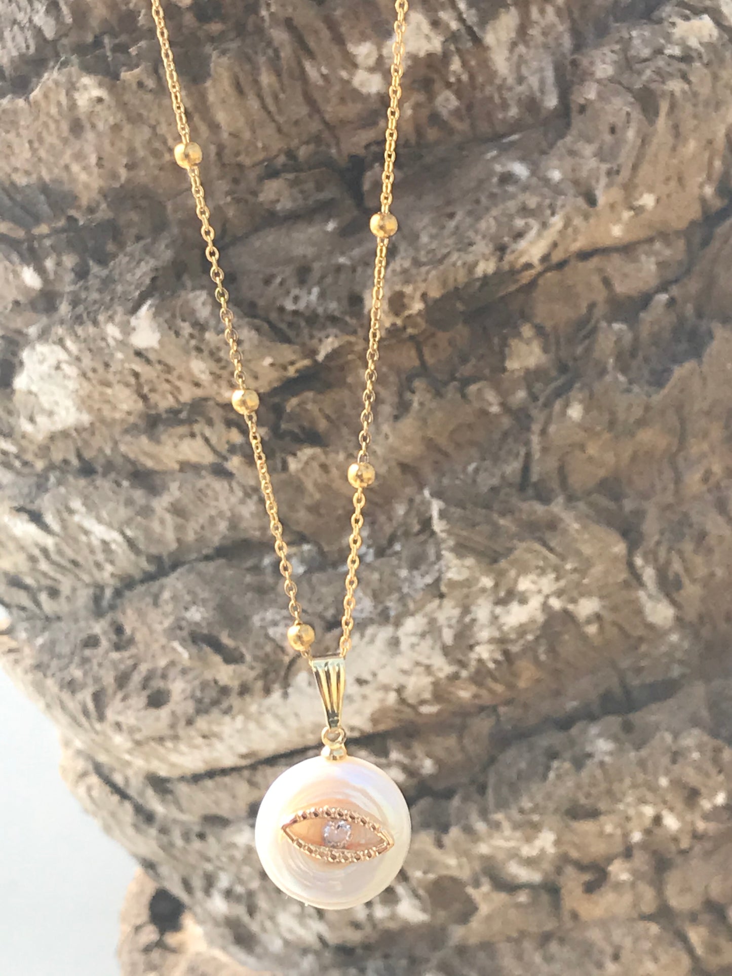 White Sphere Eye Necklace