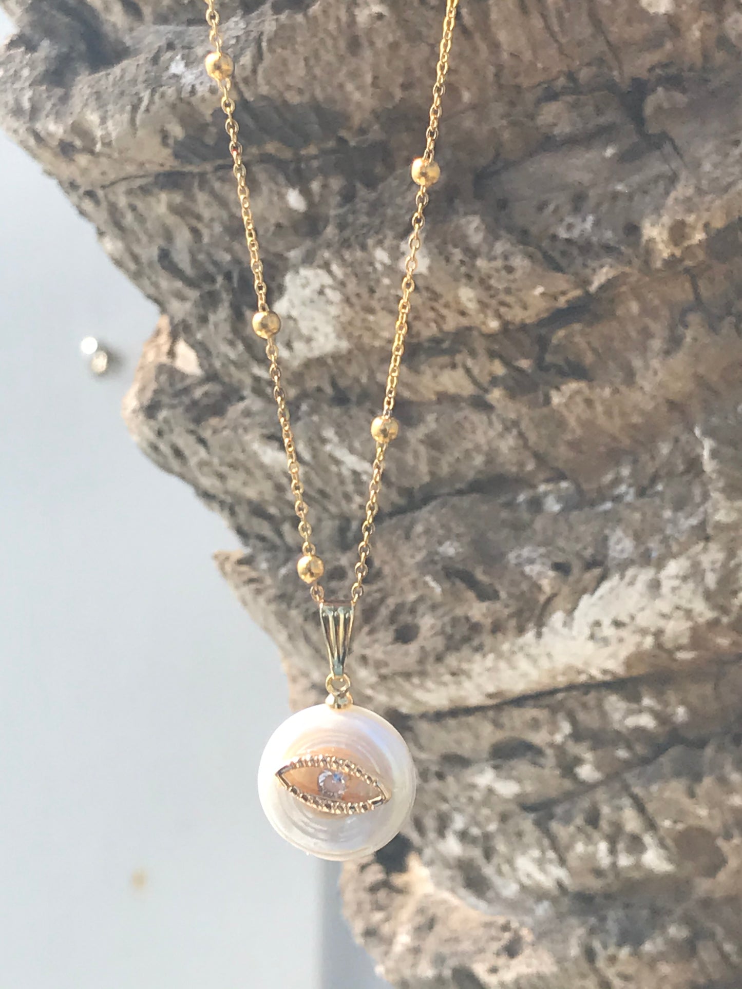 White Sphere Eye Necklace