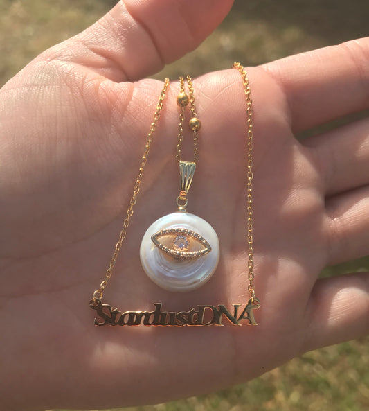 White Sphere Eye Necklace