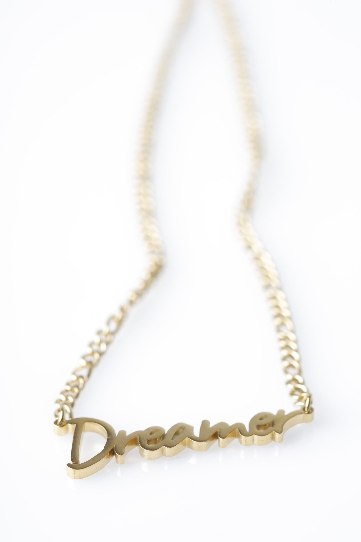 Gold Plated Bold Dreamer Necklace Thick Chain Style
