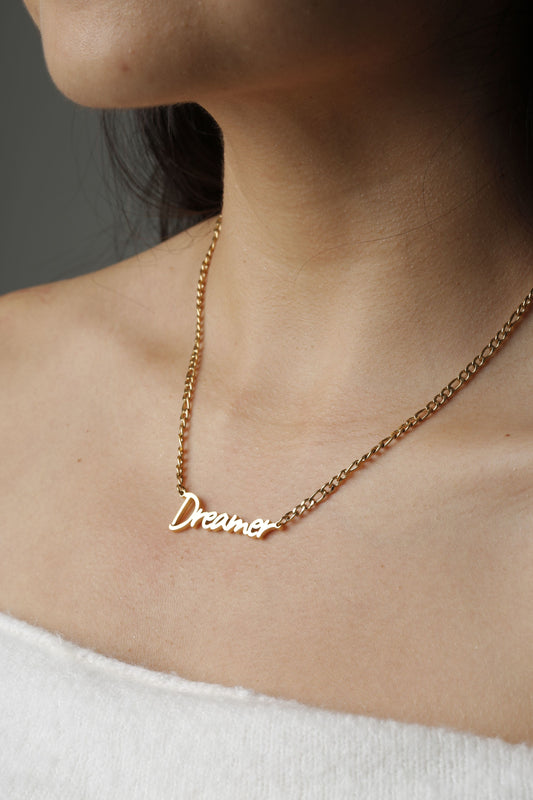 Gold Plated Bold Dreamer Necklace Thick Chain Style