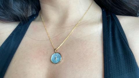 Soft Blue Lightning Charm Necklace