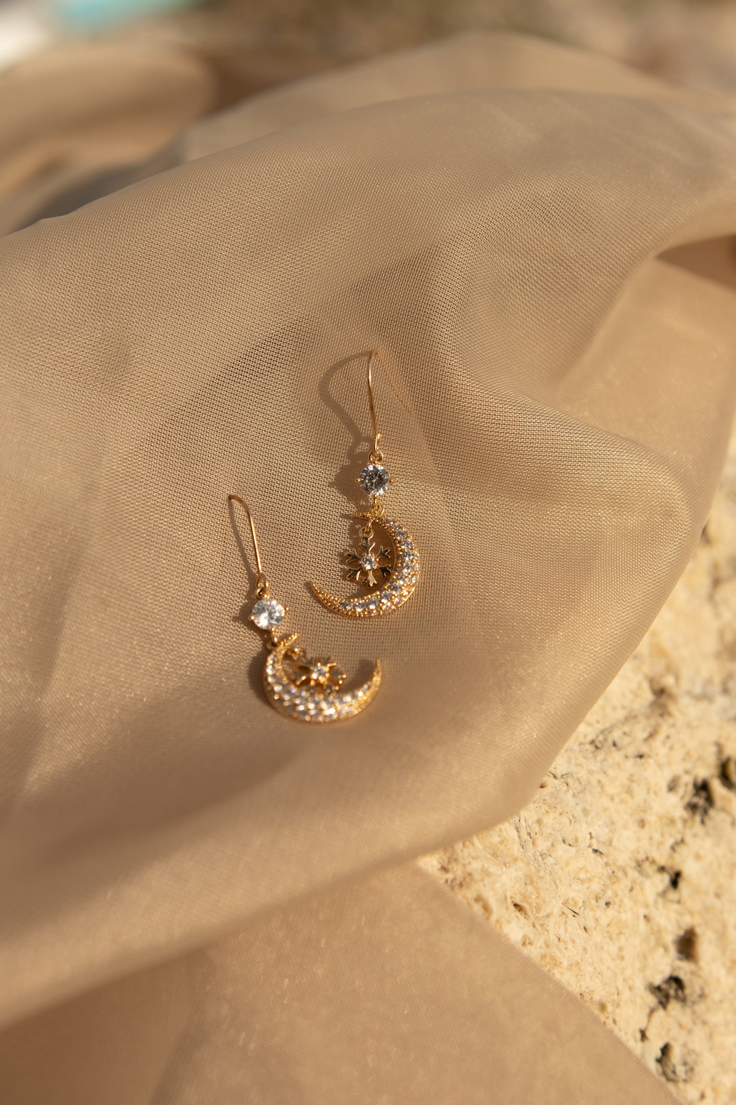 Shiny Snow Moon Earrings