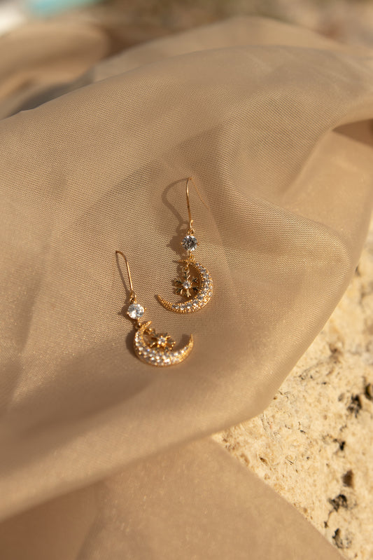 Shiny Snow Moon Earrings